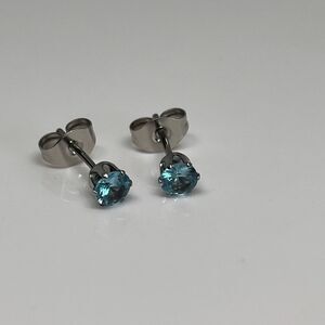 Aquamarine Stainless Steel Cubic Zirconia Stud Earrings